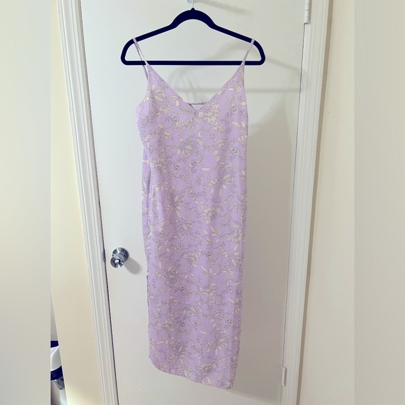 Topshop Floral Satin Slip Dress in Lilac Size 4 - Picture 4 of 8